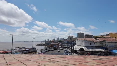 City-center-panorama-from-Forte-do-Presépio,-Belém