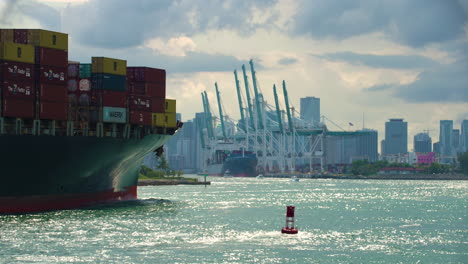 Freight-Ship-Approaches-Miami-Florida-Harbor-in-the-Late-Afternoon