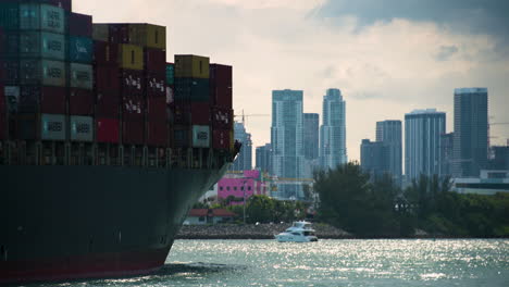 Cargo-Ship-Slowing-Moving-Toward-Miami-Florida