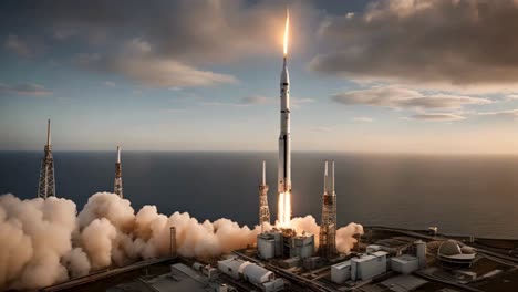 Rocket-igniting-on-the-launch-pad,-lifting-off-with-intense-power-and-advanced-technology-as-it-begins-its-journey-into-space