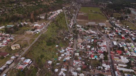 Aerial-view-of-San-José-de-Maipo,-a-picturesque-commune-located-in-the-Cordillera-Province-of-Chile