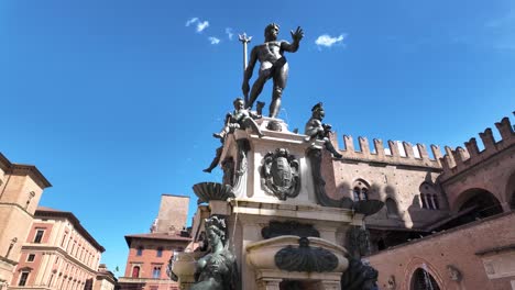 Bologna,-Italy-landmark-Fountain-of-Neptune-god,-old-town-city-centre