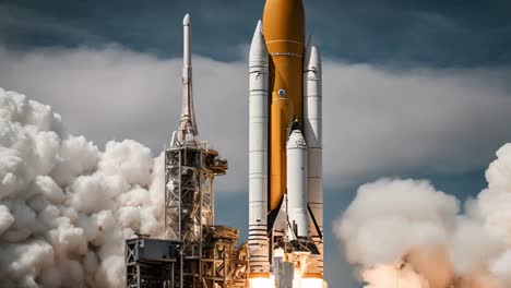 Rocket-launch-from-space,-showcasing-the-space-launch-system-and-spacecraft-ignition