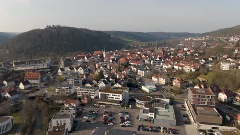 City-of-Nagold-located-in-southern-Germany,-swabian-town-with-mixture-of-traditional-and-modern-buildings