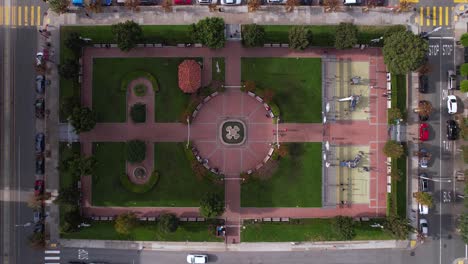 Birdseye-Aerial-View-of-Huntington-Park,-Nob-Hill,-San-Francisco,-California-USA