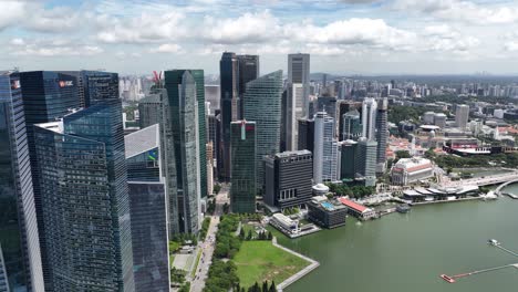 High-rise-office-buildings,-NTCV,-JP-Morgan-and-others-in-Singapore,-financial-district