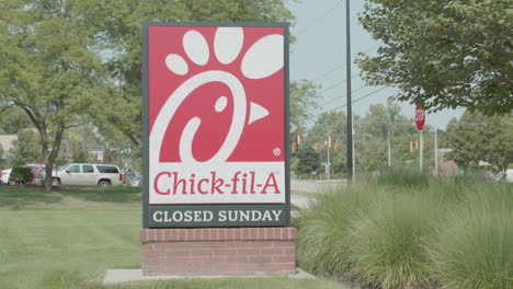 Chick-Fil-A-sign-in-Okemos,-Michigan-with-stable-video-shot