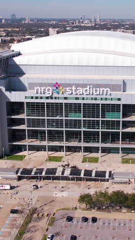 Houston-TX-USA,-Vertical-Aerial-View-of-NRG-Football-Stadium,-Arena-With-Retractable-Roof,-Drone-Shot