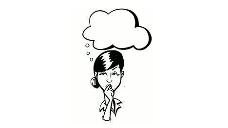 An-animated-illustration-of-a-female-thinking-in-black-and-white