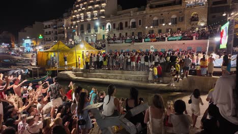 Spanish-football-fans-joyful-celebration-after-winning-the-European-Championship-2024-final-against-England-in-St-Julian's,-Malta