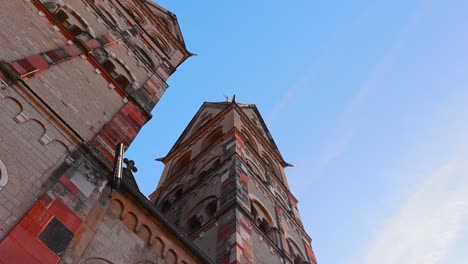 Low-angle-view-looking-up-at-the-belfries-and-bell-towers-Basilica-of-St