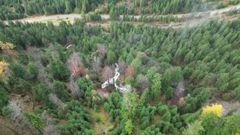 La-Vista-Aérea-De-Los-Senderos-De-Las-Cascadas-En-Garmisch-Partenkirchen-Durante-El-Otoño-Muestra-La-Vibrante-Exhibición-De-Follaje-Colorido.