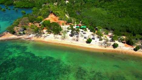 Philippines-Cabo-Beach-Aerial-Shot-Pan-Down-From-Sky-On-A-Sunny-Day