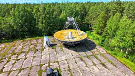 Ventspils-international-radio-astronomy-center-in-viraki,-latvia-surrounded-by-forest,-aerial-view