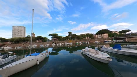 Yachts-in-the-Harbor-Channel-in-Rimini,-Italy