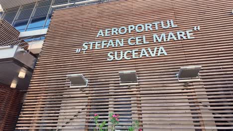 Suceava-Airport-Romania,-flying-passengers-terminal-exterior-Stefan-cel-Mare