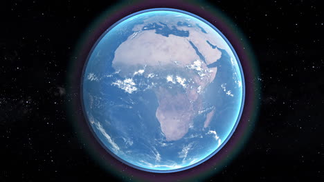 Vista-De-La-Tierra-Desde-El-Espacio,-Destacando-El-Continente-Africano-Con-La-Atmósfera-Circundante.