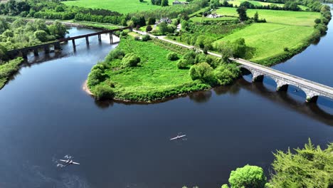 Ireland-Epoc-Locations-drone-landscape-River-Blackwater-at-Cappoquin-bridges-and-boats-beautiful-Waterford-in-summer