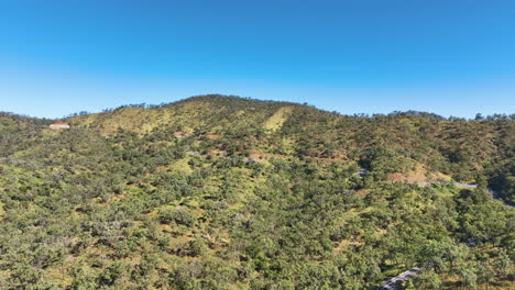 Beautiful-day-hosts-aerial-up-towards-Leyden-Hill-on-the-Burnett-Highway-inland-from-Rockhampton-in-Queensland-Australia