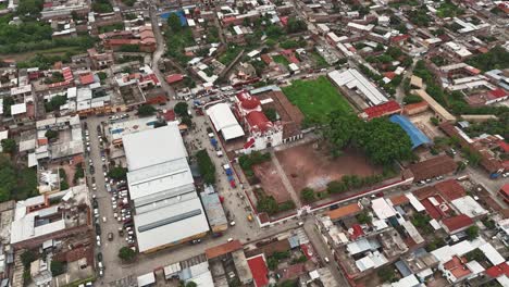 Luftbild-Hyperlapse-Der-Stadt-Teotitlan-Del-Valle-In-Oaxaca,-Mexiko