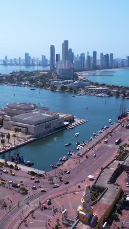 Vertical-Drone-Shot-of-Cartagena,-Colombia