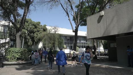 Facade-of-library-building-in-public-university