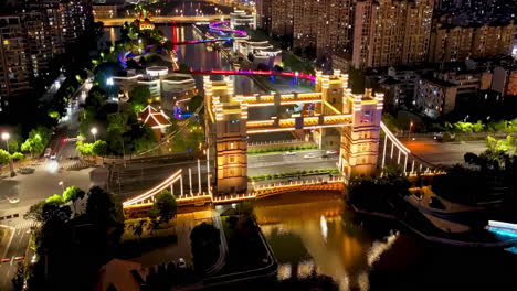 City-Metropolis-Landscape-famous-ancient-Bridge-province-against-buildings-in-old-traditional-style-and-modern-skyscrapers