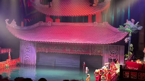 Thang-Long-Water-Puppet-Show---puppets-exiting-stage-Hanoi,-Vietnam