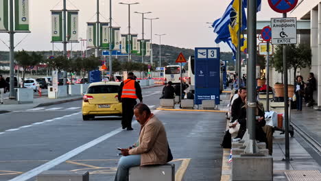 Main-terminal-pickup-at-AIA-Athens-International-Airport-Eleftherios-Venizelos,-Greece