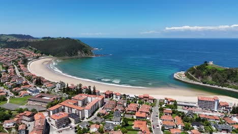 Playa-de-Santa-Marina-Ribadesella-seaside-resort-Asturias-Spain-drone,aerial