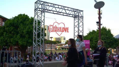 Iconic-retro-Ekka-love-sign-at-the-popular-annual-event,-Ekka-Royal-Queensland-Show,-Brisbane-RNA-Showgrounds-at-Bowen-Hills,-crowds-at-the-background