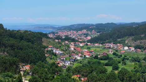 Remote-Settlements-Amidst-Dense-Mountains-In-Cangas,-A-Coruña-Spain