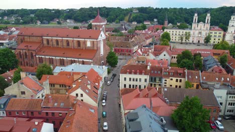 Drone-view-of-the-city-of-Kaunas,-Lithuania