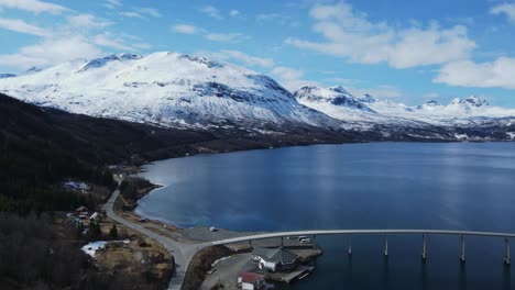 Snowy-Mountain-Seen-from-Gratangen,-Norway