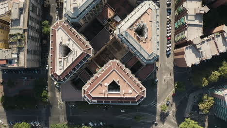 Drone-top-down-bird's-eye-view-above-Trastevere-neighborhood-Rome-Italy