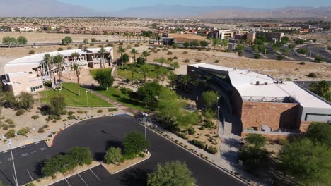 Aerial-dolly-to-school-building-in-Palm-Springs-California-USA