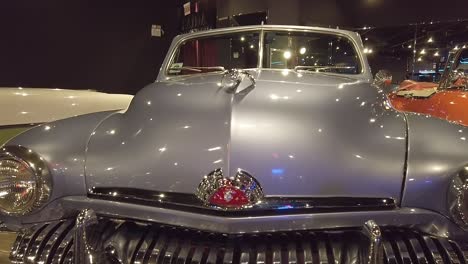 Front-part-of-Buick-Roadmaster-vintage-classic-car-at-an-auto-show-in-Balneario-Camboriu,-Santa-Catarina,-Brazil