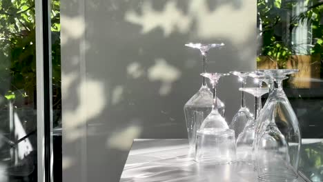 group-of-Wine-Glasses-Drying-in-Sunlight-after-being-washed