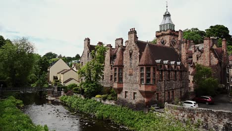 Calm-afternoon-in-Dean-Village,-Edinburgh