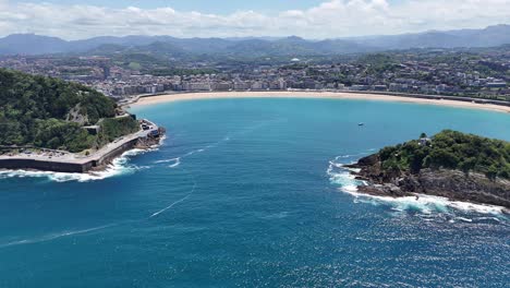 San-Sebastian-Spain-pull-back-drone-aerial-reverse-reveal