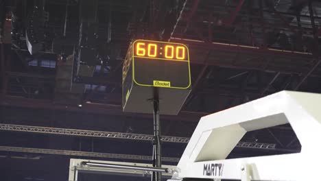 Slow-establishing-shot-of-a-shot-clock-with-the-game-timer-in-basketball