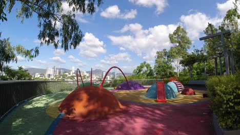 Timelapse-of-urban-public-park-with-children's-play-area