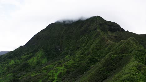 Toma-De-Drones-De-La-Cordillera-Ko&#39;olau-De-Hawaii,-Cubierta-De-Bosques-Verdes.