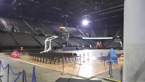 Slow-revealing-shot-of-an-empty-basketball-stadium-before-a-professional-match