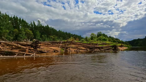 A-panoramic-in-the-river-of-Latvian-natural-reserve-Gauja-National-Park-environmental-panning-shot