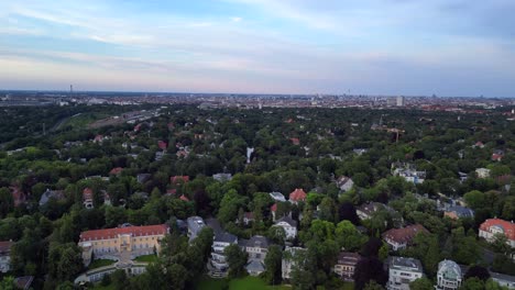 City-blending-with-nature-on-the-shores-of-a-lake,-Berlin-Grunewald-luxury-Mansion-Villas-on-a-lake