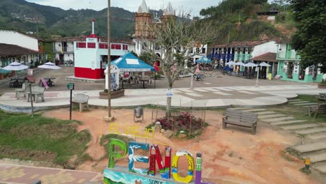 Flyover-El-Viejo-Penol-sign-to-replica-of-old-town-square-in-Colombia