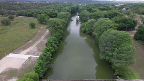 Aerial-footage-of-the-Medina-River-in-Bandera-Texas