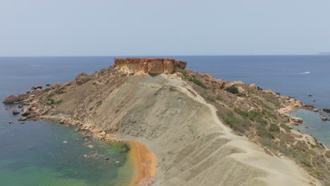 Viewpoint-And-Big-Stone-Golden-Bay-Overlooking-Qarraba-Bay-In-Mellieha,-Malta