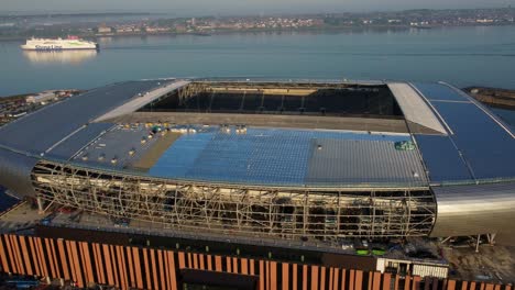 Bramley-Moore-Dock-Estadio-De-Fútbol-Everton-Vista-Aérea-Hacia-El-Río-Mersey-Sitio-De-Construcción